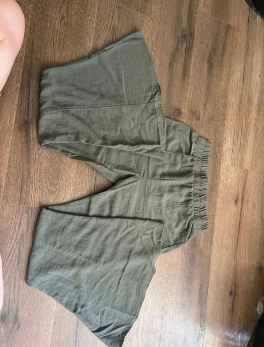 Khaki Olive Flare Trousers Wide Leg Elasticated Waist Boho